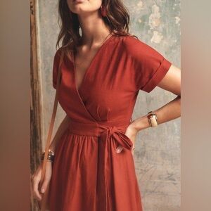 Sezane Marielle Wrap Dress in Rust Size 38/US 6
